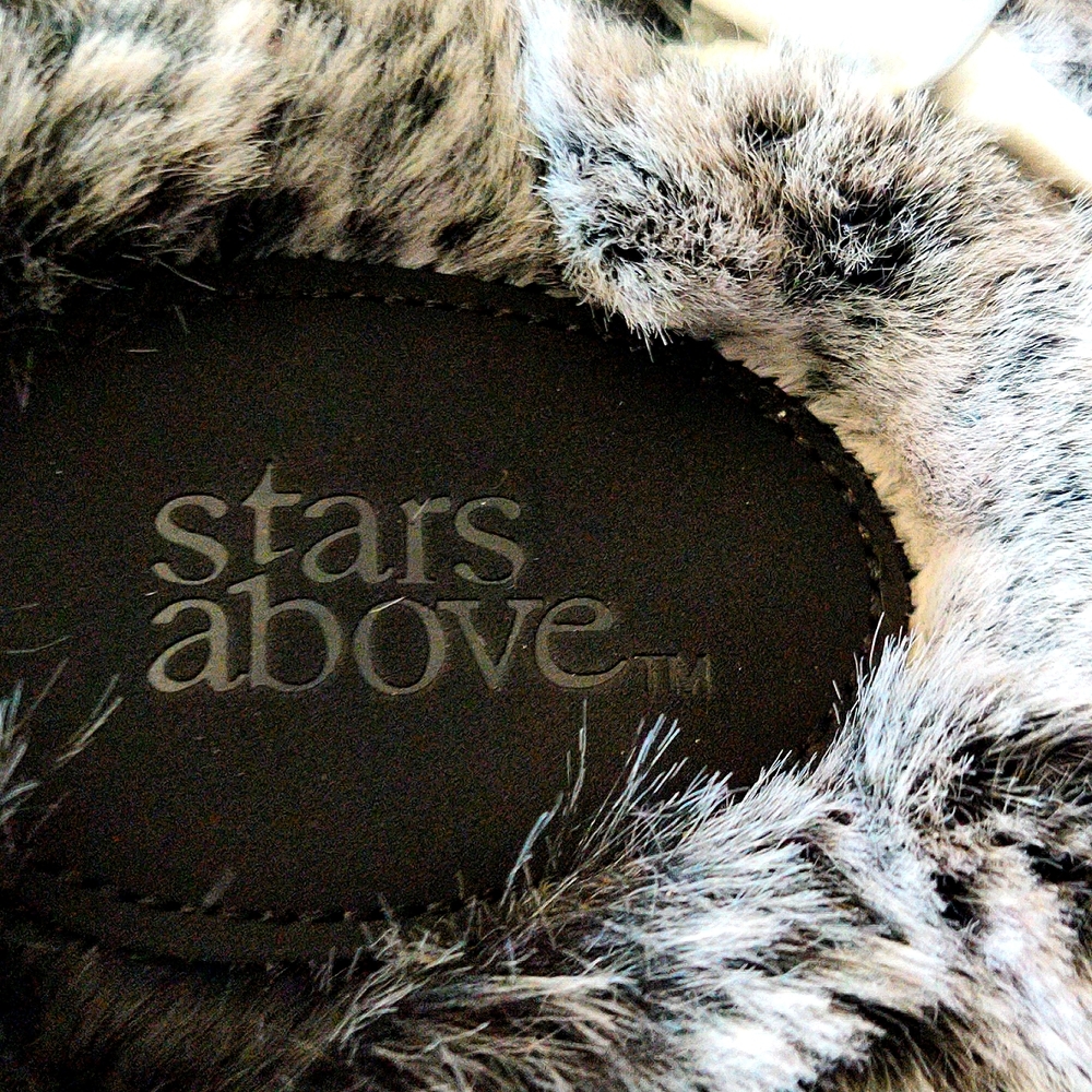 NWT Women's Paris Crossband Fur Slide Slippers - Stars Above - Picture 3 of 6